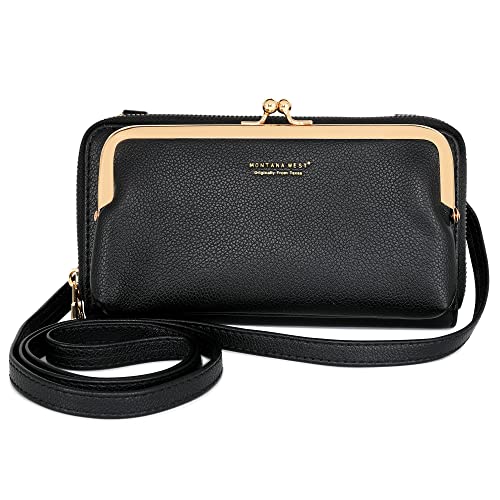 Montana West Crossbody Cell Phone Purse for Women RFID Blocking Cellphone Wallet - color: Wallet Black