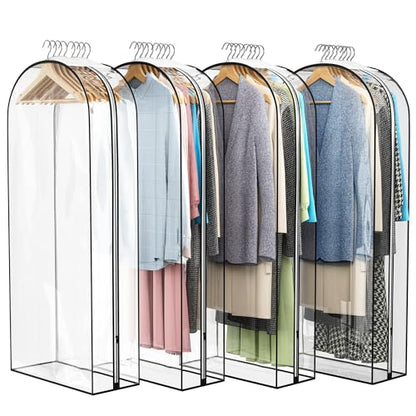 Liuoud Clear Garment Bags for Hanging Clothes 10” Gusseted, 4 Pack, 50” - color: Clear, size: 50 inch