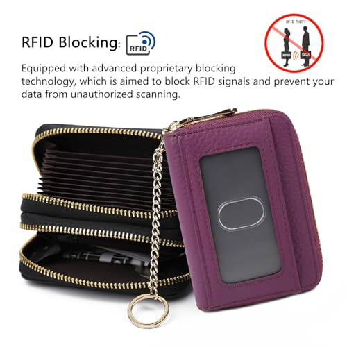 imeetu RFID Credit Card Holder, Small Card Wallet Women, Leather Card Case - color: Max - Purple, size: Max