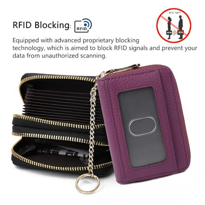 imeetu RFID Credit Card Holder, Small Card Wallet Women, Leather Card Case - color: Max - Purple, size: Max