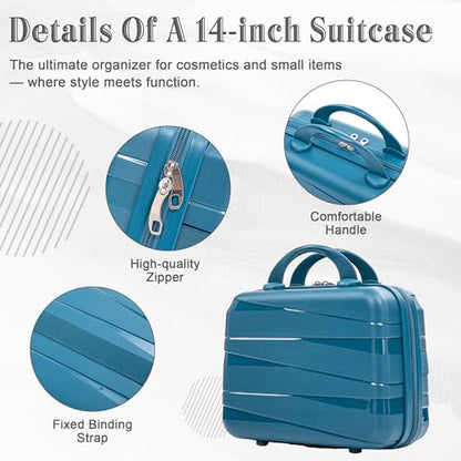 Hardside Luggage Sets, Lightweight Stripes Suitcase with Spinner Wheels, Blue-PP - color: Blue-PP, size: 20/24/28 Inch