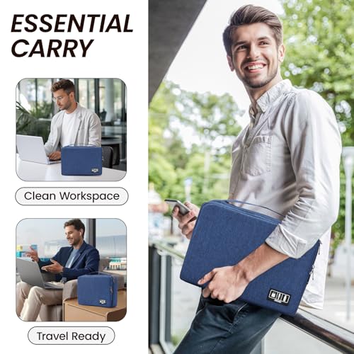 Electronic Organizer Travel Case, Double Layer Cable Organizer Bag - color: blue