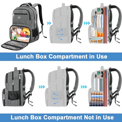 MATEIN Backpack Lunchbox for Men, Anti Theft Cooler Backpack Fit 17" Laptop - color: Grey, size: 17 Inch