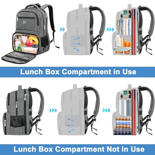 MATEIN Backpack Lunchbox for Men, Anti Theft Cooler Backpack Fit 17" Laptop - color: Grey, size: 17 Inch