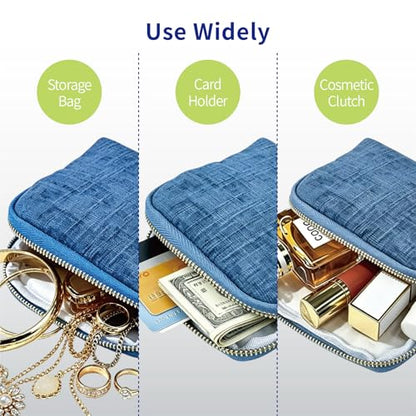 2PCS Small Travel Jewelry Case with Earring Box Mini Jewelry Case - color: 2PCS Light blue