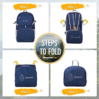 ZOMAKE Lightweight Packable Backpack 35L, Water Resistant Foldable Day Pack - color: B-royal Blue