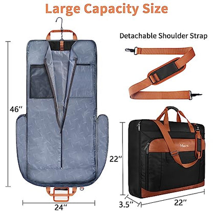 Mancro Carry On Garment Bags for Travel, Convertible Weekender Bag, Brown - color: Black Brown