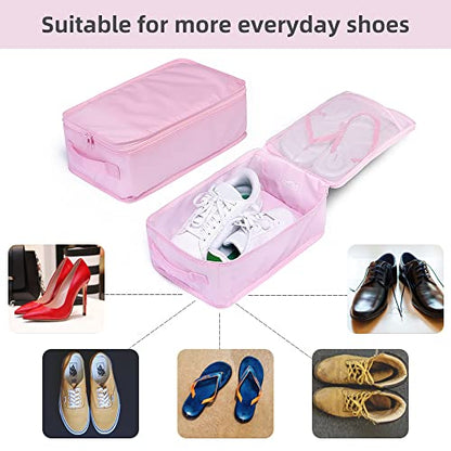 Travel Shoe Bags, Foldable Waterproof Shoe Pouches Organizer-Double Layer (8 Pink Shoe Bags) - color: Pink, size: 8 Packs