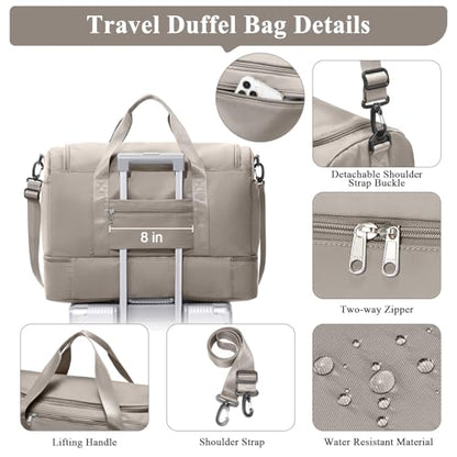 Extra Large Travel Duffle Bag, Carry-On Weekender Bags for Women Travel - color: Camel, size: Extra Large