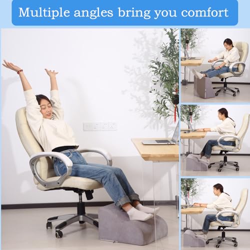 Foot Rest for Under Desk at Work.Multifunctional 3-Tier Foot Stool - color: Light Grey