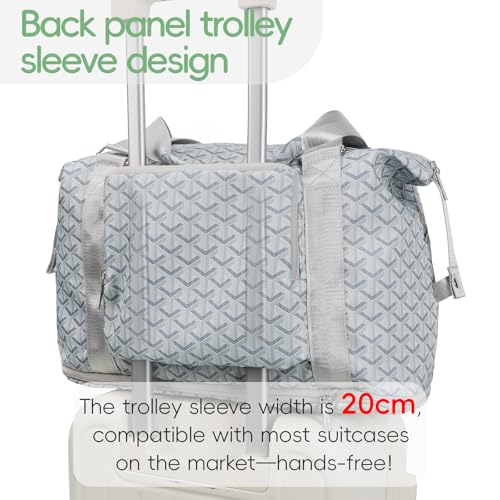 TINYAT Foldable Travel Duffle Bag - Expandable Personal Item Travel Bag,32L - color: Geometry grey