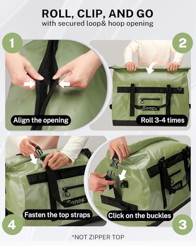 Gonex Waterproof Duffel Bag, 90L Heavy Duty Dry Bag, Reinforced Bottom - color: Army Green, size: 90L