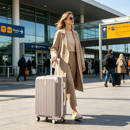 Travel Luggage Set 3 Piece, Premium ABS Hardshell Suitcase with TSA Lock, 20/24/28 Inch Lightweight Spinner Wheels, Durable Lightweight Carry On Bag Sets - color: B - Light Grey