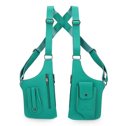 FANNING511 Double Shoulder Armpit Bag for Men Underarm Bag Multi Pocket Underarm Shoulder Bag - color: blue