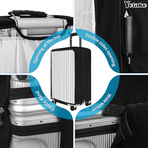 Yotako Upgraded Zippered Transparent PVC Suitcase Cover, No Disassembly Required Clear Luggage Protector for Suitcase Luggage Protector Cover 24''
