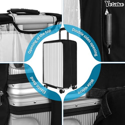 Yotako Upgraded Zippered Transparent PVC Suitcase Cover, No Disassembly Required Clear Luggage Protector for Suitcase Luggage Protector Cover 24''