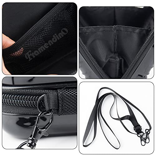 Framendino, Black Hard Shell Cosmetics Case Carrying Bag for Toiletry, Mini Cross Body Suitcase with Detachable Grip Rope and Shoulder Strap Women Travel - color: Black