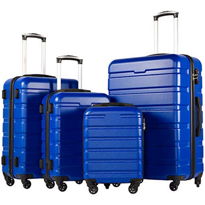 Coolife Luggage Set, Lightweight Durable Hardshell, 4 piece, Navy - color: Family Set-Navy