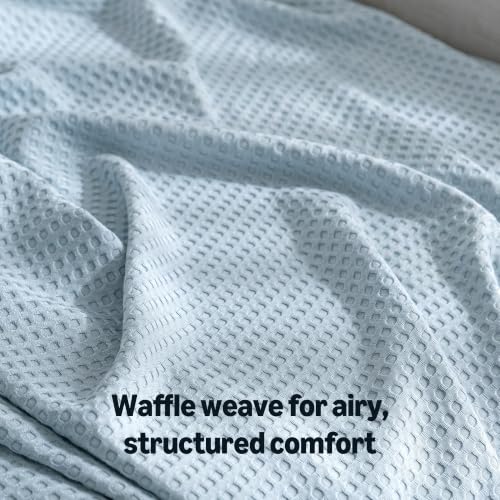 Amazon Basics Waffle 100% Viscose from Bamboo Blanket, Throw, Blue - color: Blue, size: Throw