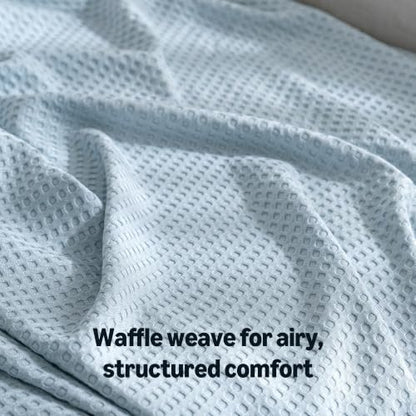 Amazon Basics Waffle 100% Viscose from Bamboo Blanket, Throw, Blue - color: Blue, size: Throw