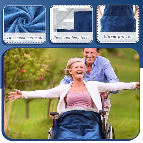 Newwiee Christmas Wheelchair Blanket with Pouch, Navy Blue, Simple - color: Navy Blue
