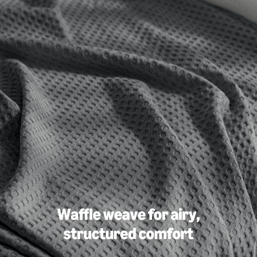 Amazon Basics Waffle 100% Viscose from Bamboo Blanket, Queen, Dark Gray - color: Dark Gray, size: Queen