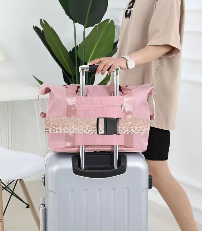 Luggage Straps for Suitcases Travel Belt Accessories, Cute Suitcase Strap, Adjustable Luggage Belt Strap, Heavy Duty with Quick-Release Buckle Luggage Strap Glitter Leopard - color: Glitter Leopard