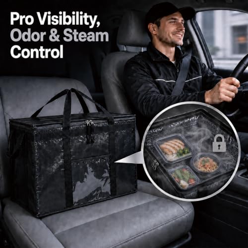 NZ home Insulated Food Delivery Bag, Grocery Cooler & Catering Tote - color: Orange, size: 3XL (PRO)