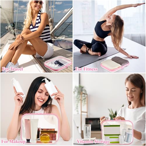 Hoolerry 3 Pcs Clear Hard Zipper Case Plastic Zipper Pouch, Pink, M - color: Pink, size: M