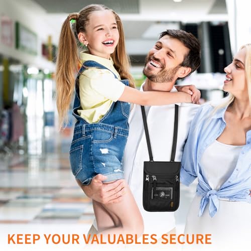 HOTEMIA Neck Wallet for Travel,Passport Holder Neck Pouch for Men Women with Adjustable Neck Strap and RFID Blocking - color: Beige