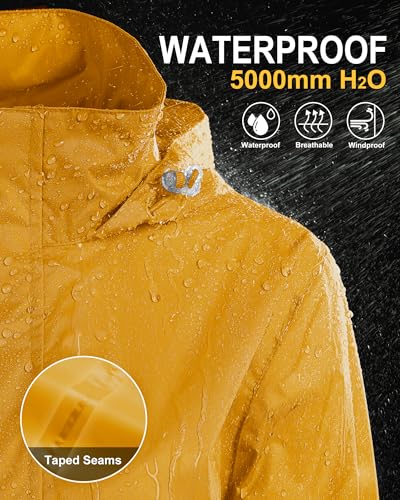 33,000ft Women's Rain Jacket Waterproof Lightweight Packable Raincoat - color: Amber Gold, size: 3X-Large