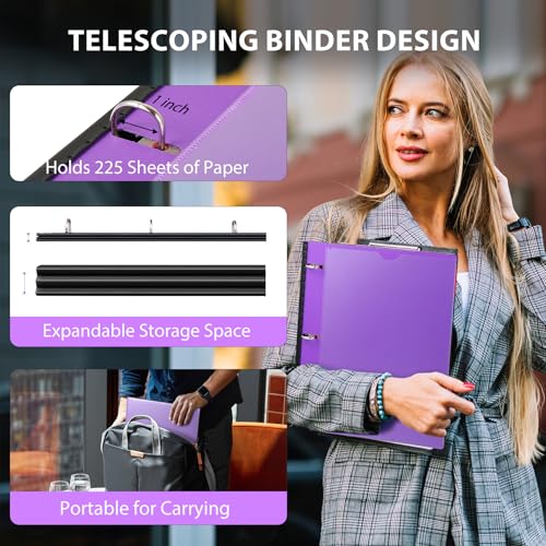 WOT I 2-Pack Telescoping Project Organizer, 1 Inch 3 Ring Binder, Purple - color: Purple, size: 2 Pack