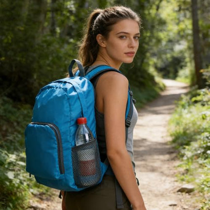 Foldable Backpack Travel Collapsible Backpacks Lightweight Packable Backpacks Men Women Foldable Day Pack for Travel, Hiking, Walking, Cycling, Camping (Sky Blue) - color: Sky Blue