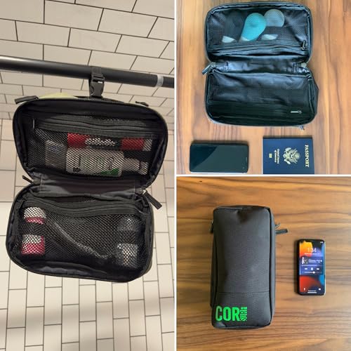 COR Surf Compact Hanging Toiletry Bag, Dopp Kit, 4 Compartments, Dark Green - color: Dark Green