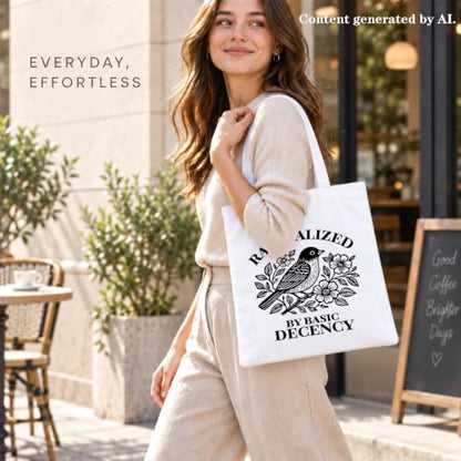 Funny Canvas Tote Bag, Reusable Playful Shoulder Bag, Whimsical Carryall for Shopping Commute Beach - color: Bird