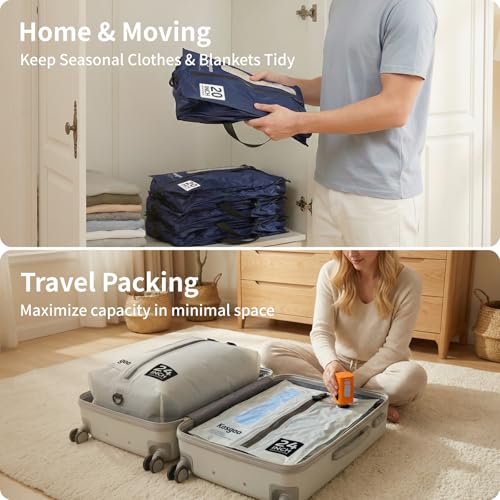 Vacuum Seal Bags for Travel with Pump, Light Grey, 20+24 - color: Light Grey, size: Fits 22-24 in suitcase