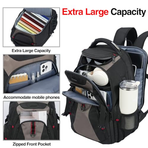 KROSER Laptop Backpack 17.3 Inch Computer Backpack for Men/Women/College - color: Black/Light Browm, size: 17.3 inch