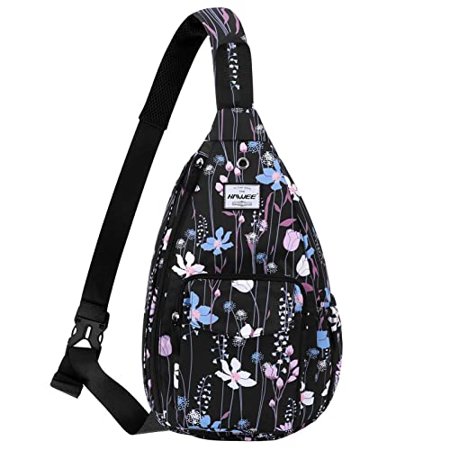 Backpack Sling for Women Anti-Water Crossbody Bag Inclined Adjustable Pack - color: Dreamy Flower