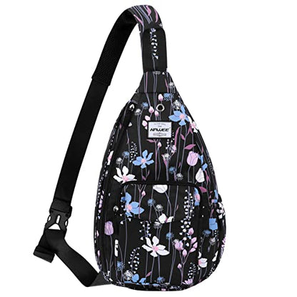 Backpack Sling for Women Anti-Water Crossbody Bag Inclined Adjustable Pack - color: Dreamy Flower