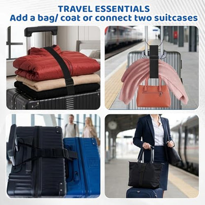 3-Pack Elastic Luggage Straps, Adjustable Luggage Straps for Multiple Suitcases, Strap to Hold Two Suitcases Together, Suitcase Connector Straps Set of Three, 41 by 5 cm
