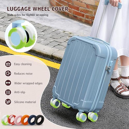 Luggage Wheel Covers Anti Dust & Scratch, For 2-2.4" wheels, Gradient Green - color: Gradient Green