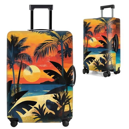 Tropical Sunset Luggage Cover – Stretchable Suitcase Protector with Beach, Palm Tree & Sunset Design – Fits 32-34 Inch Luggage – Durable & Scratch-Resistant Travel Cover with Zipper Access,XL - color: 33, size: XL(32"-34" Suitcase)