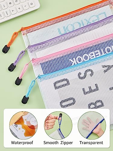 JARLINK A5 Mesh Zipper Pouches, 6x9inch Pencil Pouches for School, 30 Pack - size: A5-30pcs-Assorted