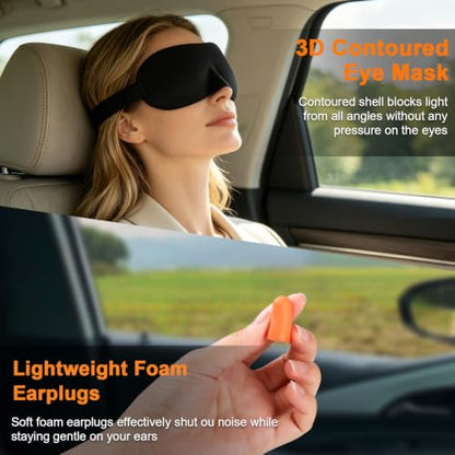 Travel Pillow - Hooded Neck Pillow Airplane Memory Foam Filling - color: Black