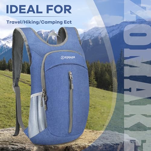 ZOMAKE 10L Ultra Lightweight Packable Backpack, Small Daypack Light Foldable Backpacks Water Resistant Day Bag for Hiking(Dark Blue) - color: Dark Blue A1, size: 10L