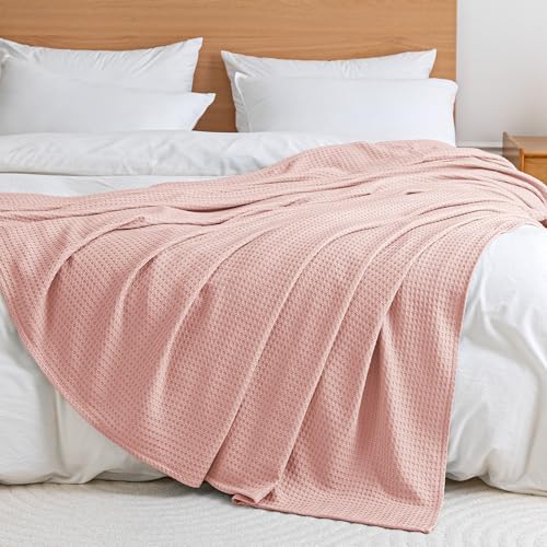 Amazon Basics Waffle 100% Viscose from Bamboo Blanket, King, Pink - color: Pink, size: King