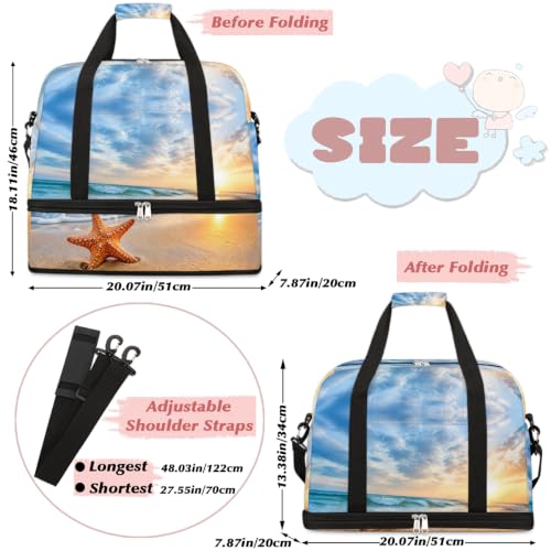 Beach Travel Duffle Bags With Shoes Compartment Weekender Overnight Bag - color: print 13