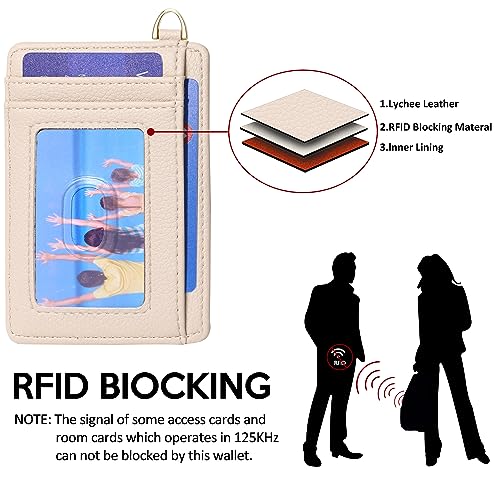 Badiya Credit Card Holder Slim Minimalist Wallet, Front Pocket Purse RFID Blocking Wallet Compact Card Case with ID Window for Women & Men - color: 2-Lychee-Khaki