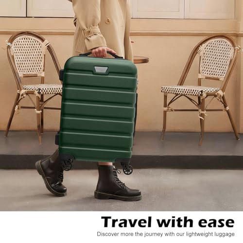 Coolife Luggage Set, 3 Piece Lightweight Durable Hardshell, Dark Green - color: Dark Green