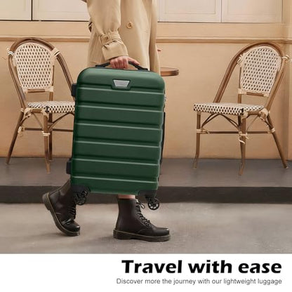 Coolife Luggage Set, 3 Piece Lightweight Durable Hardshell, Dark Green - color: Dark Green